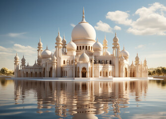Obraz premium a white model of a mosque with a dome in the top of it. AI Generated