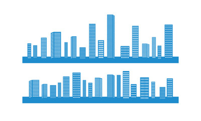 Obraz premium ビル街の都会的なシルエットのイラスト