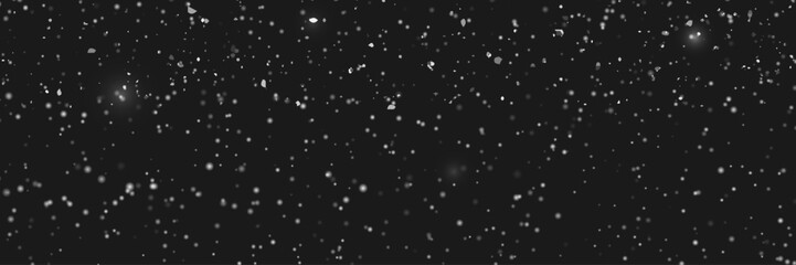 Snowfall overlay isolated in black background abstract. Royalty high-quality free stock photo of snow falls at night, Blizzard, snowflakes on black background. Falling down real snowflakes heavy snow