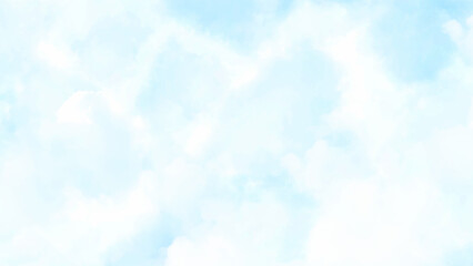 Blue sky and clouds, hand painted abstract watercolor background, vector illustration