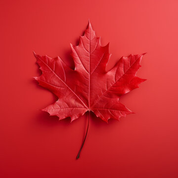 maple leaf on a red background . AI Generated