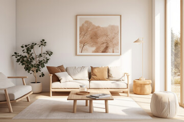 Fototapeta na wymiar Scandinavian style living room. AI Generated