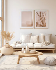Fototapeta na wymiar Scandinavian style living room. AI Generated