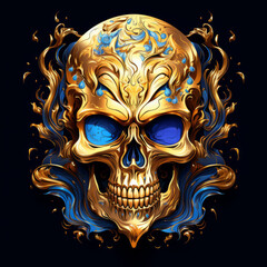 Skull gold head.. AI Generated