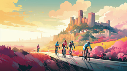 tour de France illustration. AI Generated