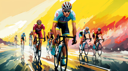 tour de France illustration. AI Generated