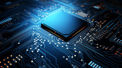 Vector graphics. chip processor speed technology background. AI Generated