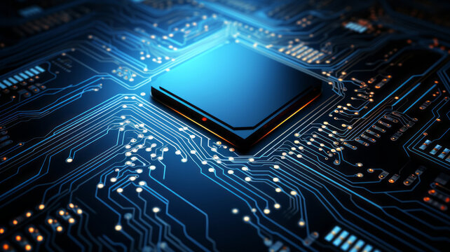 Vector graphics. chip processor speed technology background. AI Generated