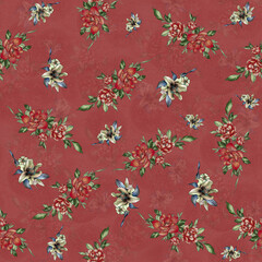 Fototapeta na wymiar Floral all over in India taste with texture .Seamless floral pattern . beautifull textail design.