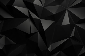 Fototapeta premium Black Polygonal Surface with Triangular Pyramids. Modern, Dark Background. AI Generated