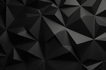 Obraz premium Black Polygonal Surface with Triangular Pyramids. Modern, Dark Background. AI Generated