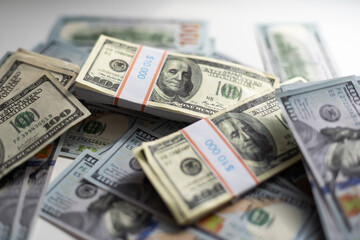 Exchange loss concept with one dollar bills and graph on a backdrop