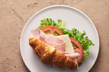 sandwich with ham and vegetables