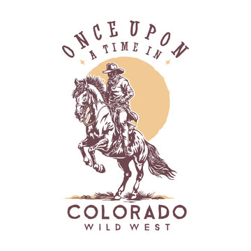 once upon a time cowboy in the wild west isolated illustration
