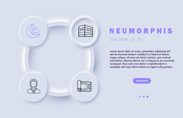 Religion line icon. Quran, islam, veil, carpet, namaz, mosque, halal, sharia. Neomorphism steyle. Vector line icon