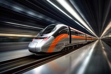 Fototapeta premium high-speed futuristic train arriving on platform, ai tools generated image