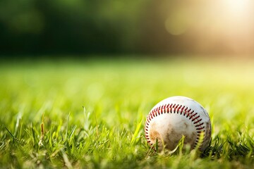 Baseball on Grass Pitch. Photo generative AI