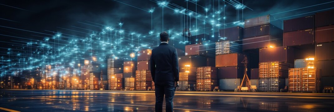 Transport and logistic concept, Manager and engineer checking and control logistic network distribution. AI Generated