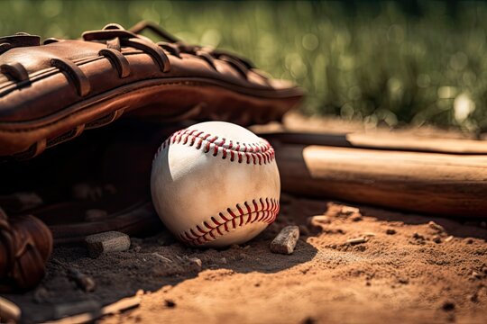 Season's Opening: Baseball Gear Illuminated in Solitude. Photo generative AI