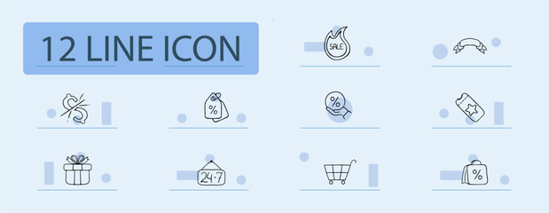 Discounts line icon. Promotion, bonuses, points, gift, installment plan, sale, money. Pastel color background. Vector line icon