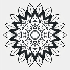 Floral Mandala Pattern Illustration in Black and White
