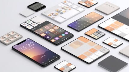 modern design mock-up of different devices and screens, ai tools generated image