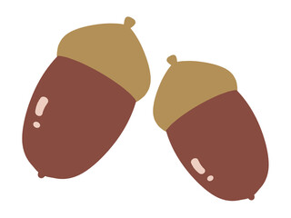 シンプルでかわいいどんぐり二つのイラスト素材　主線なし © ゆち