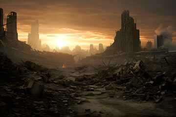 post apocalyptic city ruins landscape