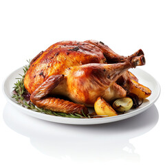 Generative AI : Sizzling Savory Delight: Realistic Roast Chicken Clipart Illustrating Culinary Perfection