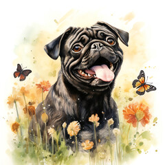 Obraz premium Generative AI : Charming Baby Beagle: Adorable Puppy Standing in Watercolor Wonder