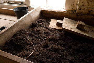 Fototapeta na wymiar potting soil ready to pot up into pots