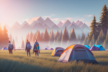 camping in nature . Generative AI