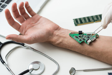 Chipization of people. Implantation of chip in hand. Medical health control of citizens. Coronavirus crisis in Sweden.