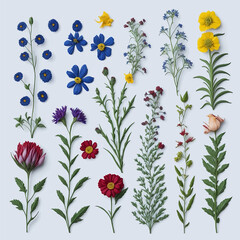 Cute watercolor wildflower pressesd watercolor floral use for textile,thanku,greeting and postal card