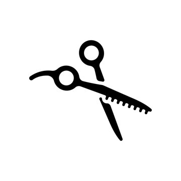recommend clip art: Thinning scissors icon.Flat silhouette version.