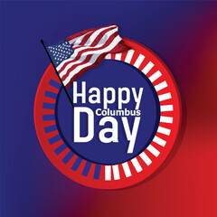 USA Columbus Day greeting card with brush stroke background in United States national flag