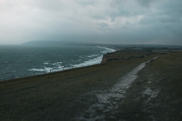 Stormy sea captured from a clifftop
