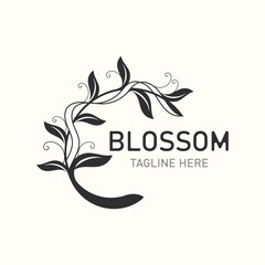 Blossom floral beautiful leaf and flower vector art, icon graphic decoration business wedding template