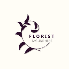 Florist logo beautiful floral leaf and flower vector art, icon graphic decoration business wedding template