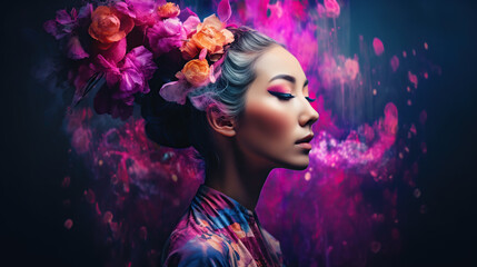 Obraz na płótnie Canvas woman with flowers in hair
