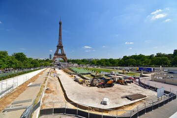 Paris, France. Trocadero gardens under construction. June 24, 2023.