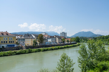 Fototapeta na wymiar panoramic view of Villach, Austria
