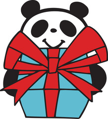 かわいいシンプルパンダ　プレゼントポーズ