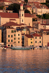 Fototapeta na wymiar Sunset in old town of Sibenik on Adriatic sea, Croatia.