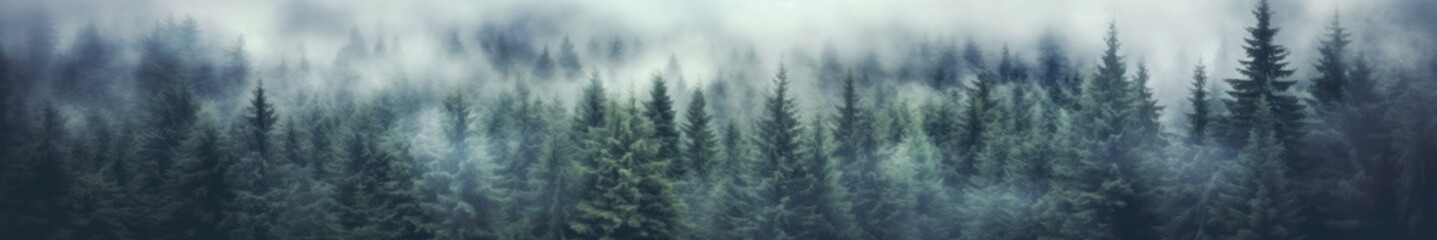 Misty mountain landscape. Moody forest landscape with fog and mist. Generative AI