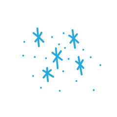 Set of abstract geometric shapes of snowflakes. Childish colorful hand drawn vector illustration design isolated on white background