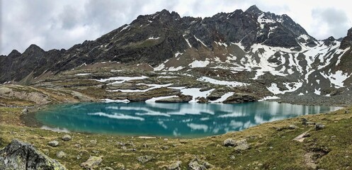 Hike to the Hauersee and Hauerkogel in the Ötztal. Beautiful mountain panorama in the Austrian mountains. wanderlust. High quality photo