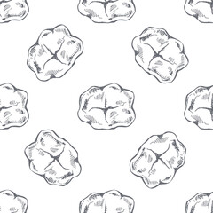 Hand-drawn vector seamless pattern of teeth. Teeth sketch. Different types of human tooth. Dental care.