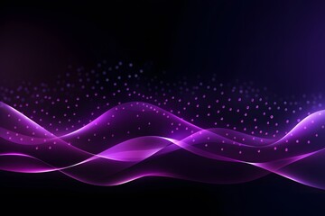 Naklejka premium Abstract fluorescent purple wave dots on dark background. generative ai