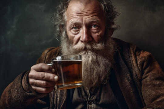  50 years old man who drink alchogol every day. AI Generative